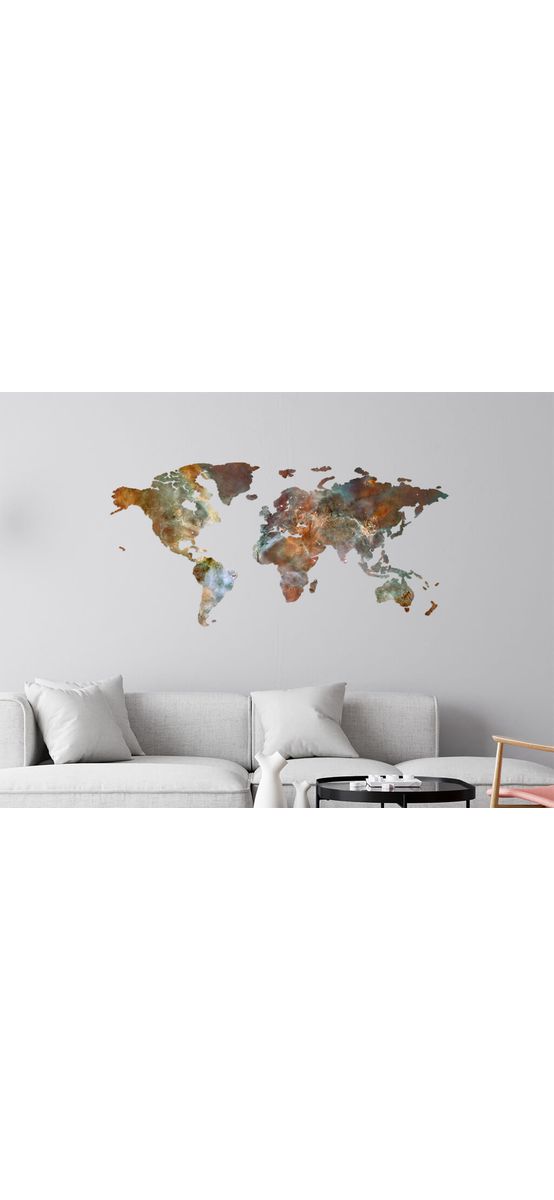 Sticker perete harta lumii, Folina, multicolor, 145x70 cm
