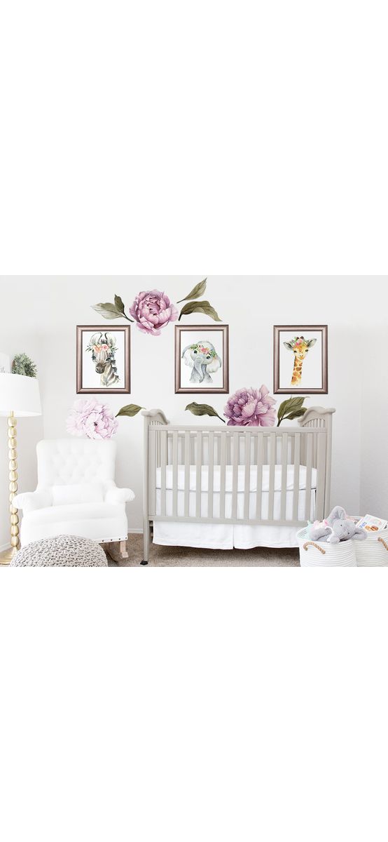 Set stickere tablouri cu animale și flori, Folina, planșă 100x100 cm, racletă de aplicare inclusă