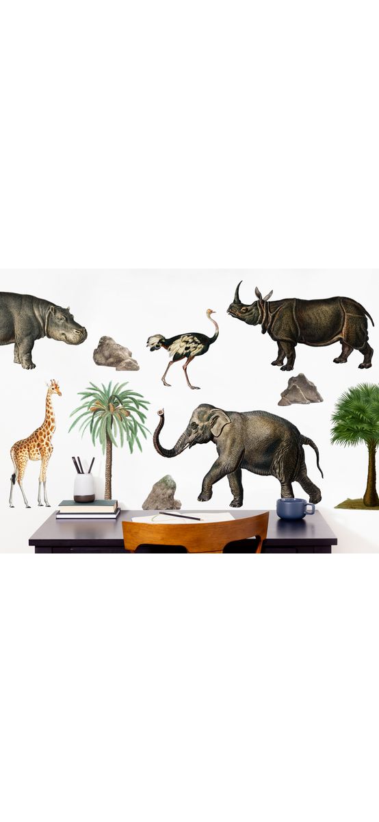 Stickere repoziționabile pentru copii, animale diverse, planșă de 100 x 150cm, racletă de aplicare inclusă.