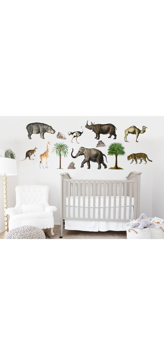 Stickere repoziționabile pentru copii, animale diverse, planșă de 100 x 150cm, racletă de aplicare inclusă.