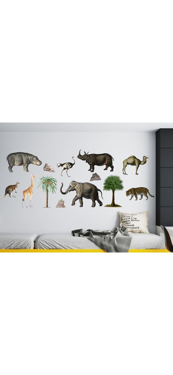 Stickere repoziționabile pentru copii, animale diverse, planșă de 100 x 150cm, racletă de aplicare inclusă.