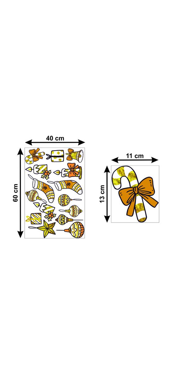 Set 15 stickere Crăciun, galbene, planşă de 40x60 cm