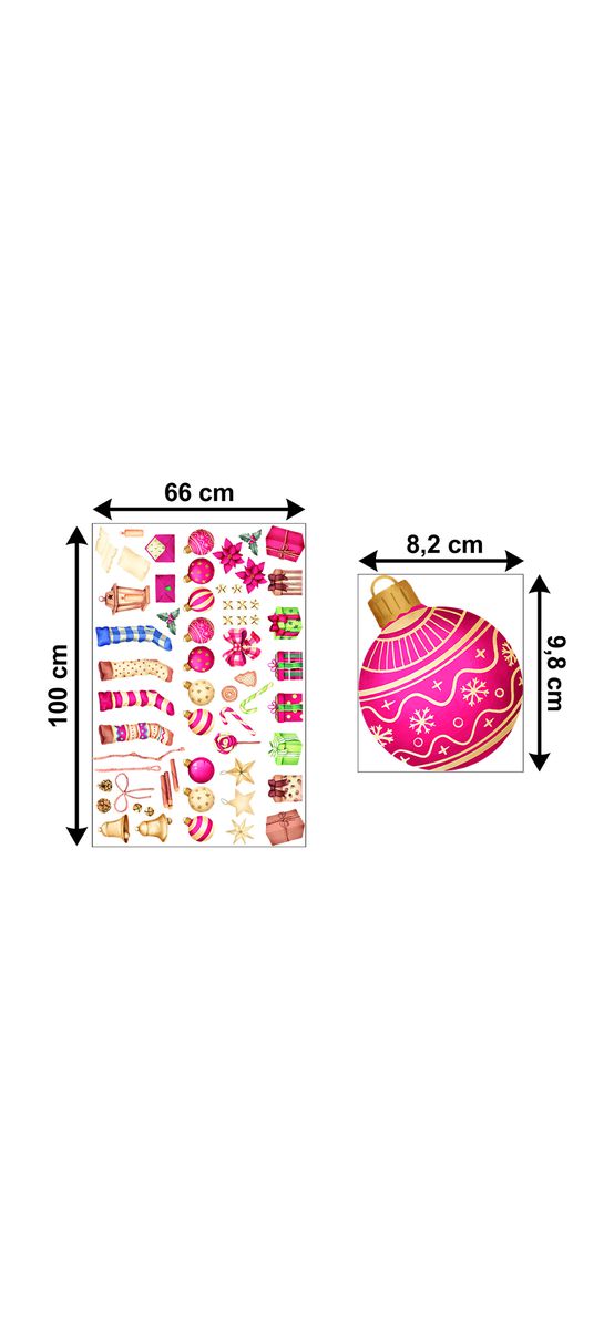 Set 60 stickere Crăciun, multicolor, planşă de 100x60 cm