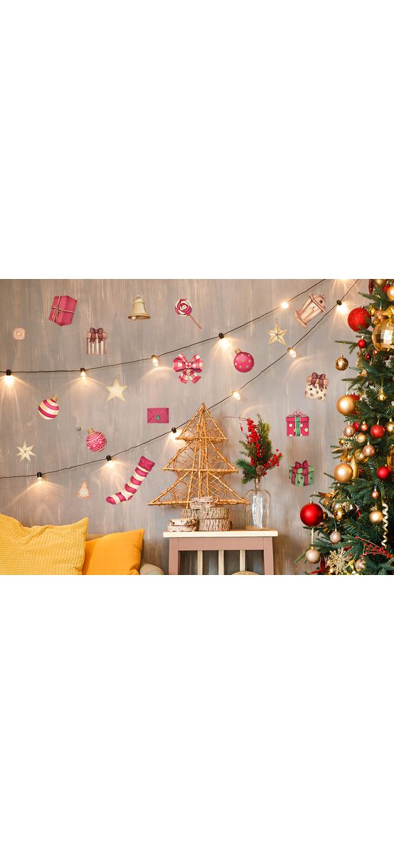Set 60 stickere Crăciun, multicolor, planşă de 100x60 cm