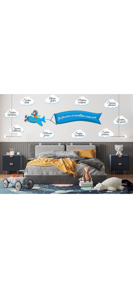 Sticker Nori cu mesaje, Folina, decoraţiune pentru şcoli şi grădiniţe, racletă de aplicare inclusă