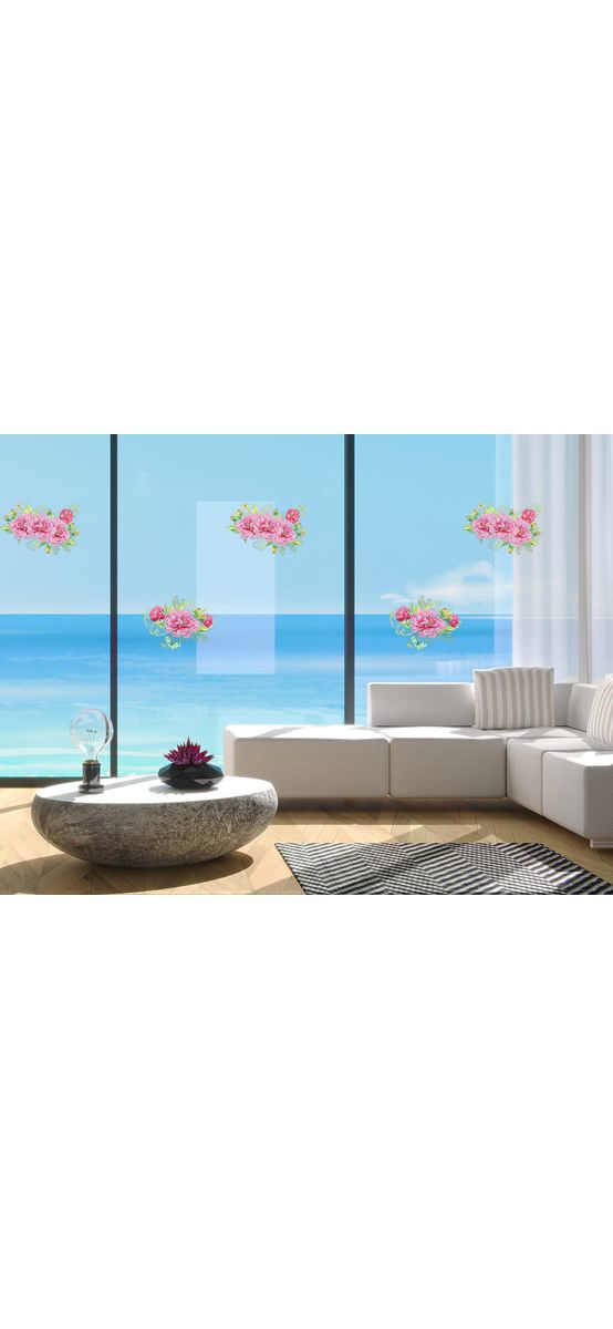 Set 6 stickere flori, Folina, decor floral Light Rose, planșă  95x100 cm