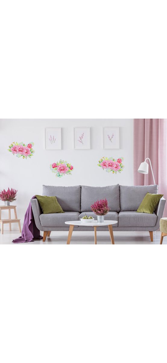 Set 6 stickere flori, Folina, decor floral Light Rose, planșă  95x100 cm