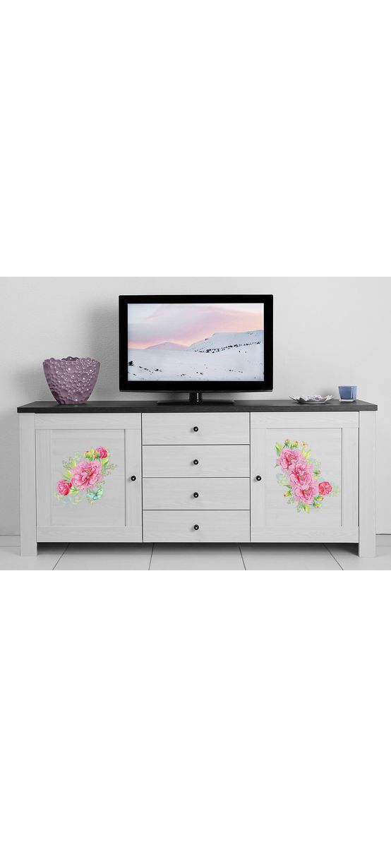 Set 6 stickere flori, Folina, decor floral Light Rose, planșă  95x100 cm
