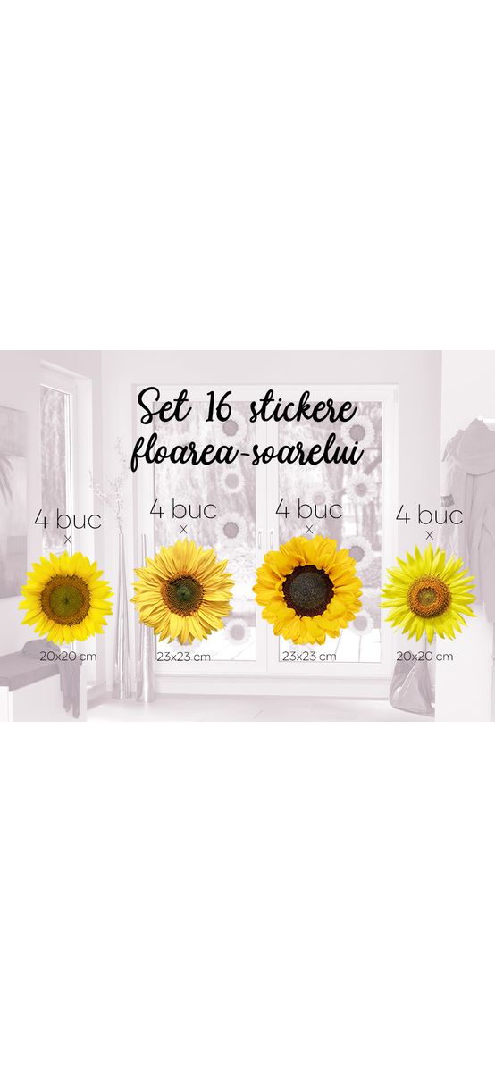 Set 16 stickere Floarea-soarelui, Folina, autoadezive
