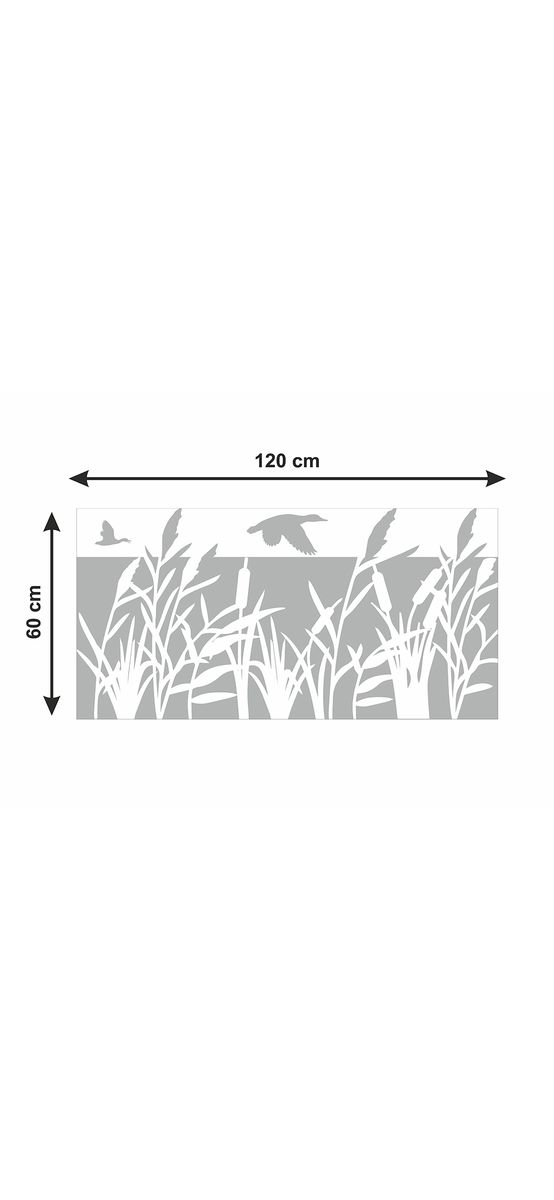 Folie geam autoadezivă Birds and Reed Flowers, cu model decupat, rolă cu dimensiunea 60x120cm, racletă inclusă 