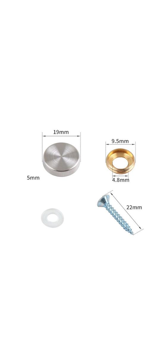 Set de șuruburi cu cap cromat pentru plăci acrilice sau oglinzi, diametru cap 19 mm