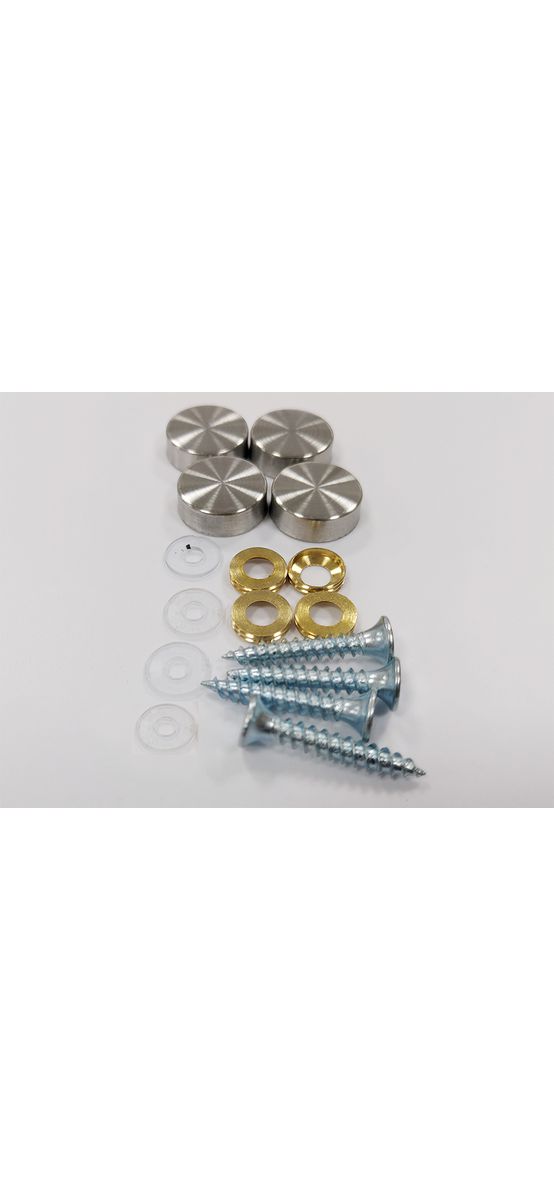 Set de șuruburi cu cap cromat pentru plăci acrilice sau oglinzi, diametru cap 15,5mm