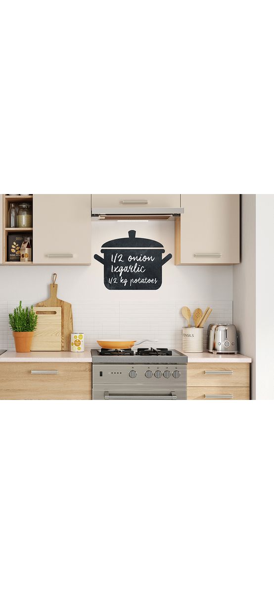 Sticker bucatarie, Folina, tabla de scris in forma de vas de gătit, 44x60 cm, racletă de aplicare inclusă 