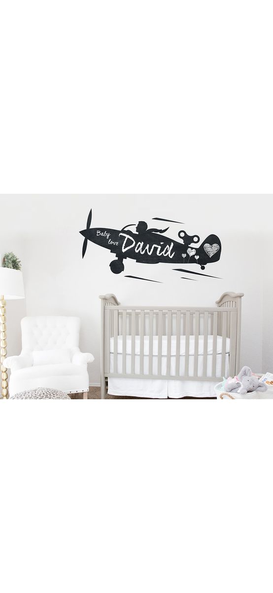 Sticker tip tablă de scris, Folina, model avion, 54x120 cm, racletă de aplicare inclusă în set