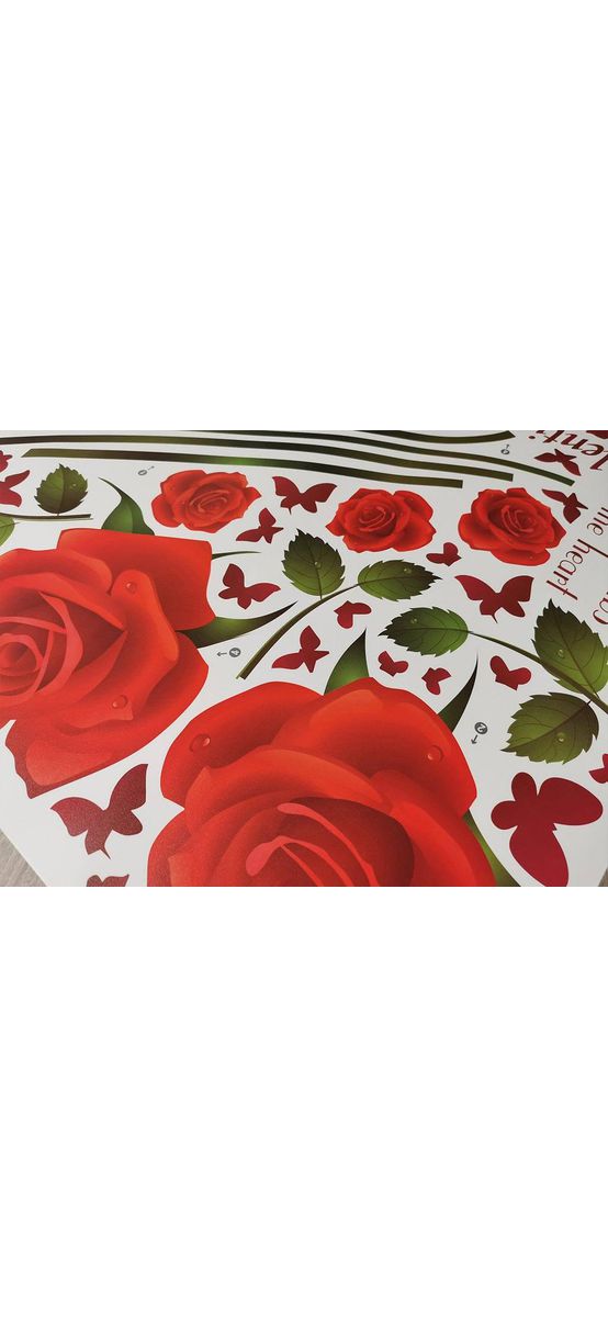 Stickere flori, Folina, trandafiri roşii, decor cu flori şi fluturi