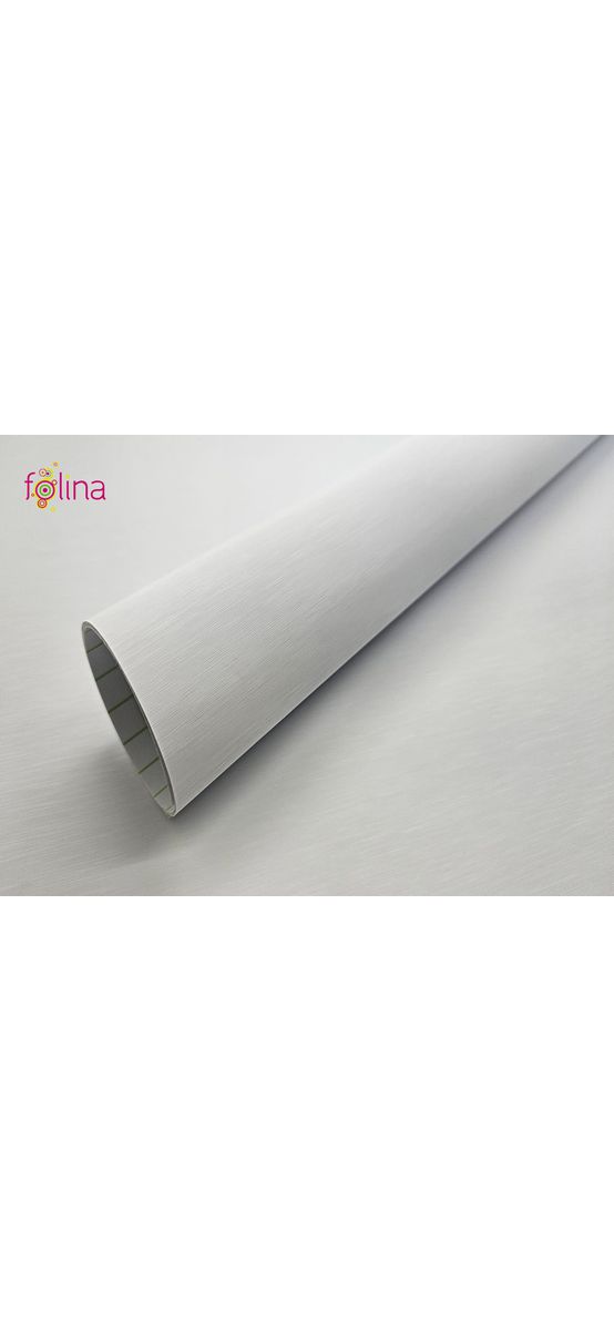 Autocolant alb cu efect metalic brushed, aspect mat, rolă de 100x200 cm