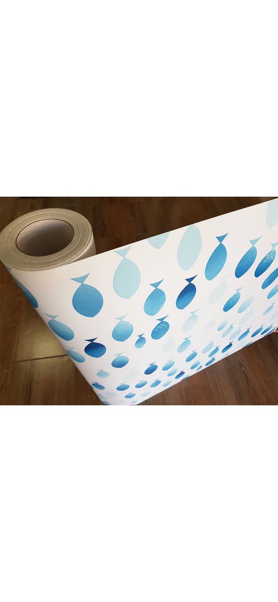 Autocolant mobilă decorativ Azuleo, MagicFix, model geometric albastru, 100 cm lăţime