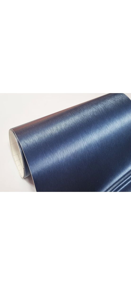 Autocolant albastru marin cu efect metalic Brushed, folie autoadezivă bubblefree, rolă de 152x250 cm, cu racletă pentru aplicare