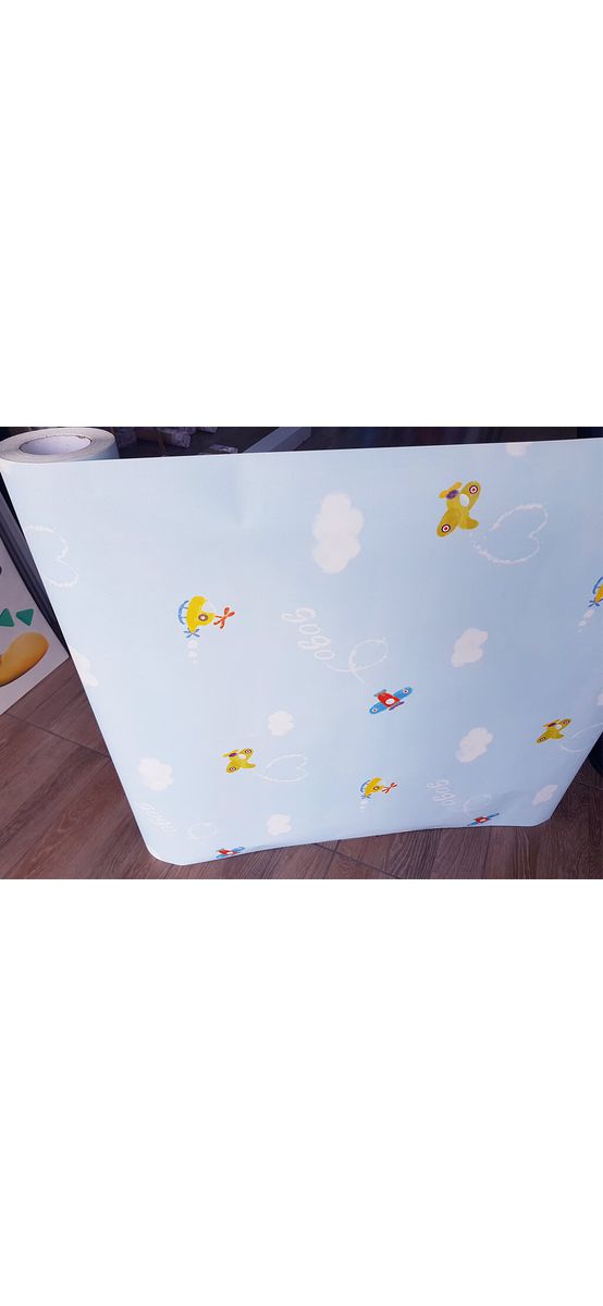 Autocolant decorativ Blue Sky, MagicFix, model avioane colorate, dimensiune autocolant 100 cm lăţime