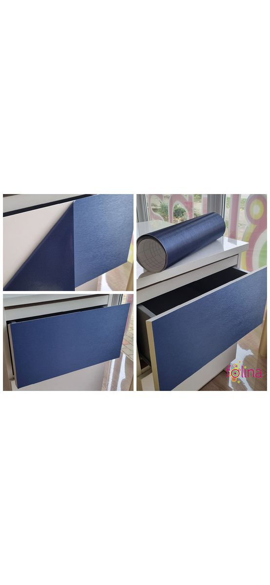Autocolant albastru închis cu efect metalic mat brushed, pentru cutter plotter, rolă de 30x200 cm