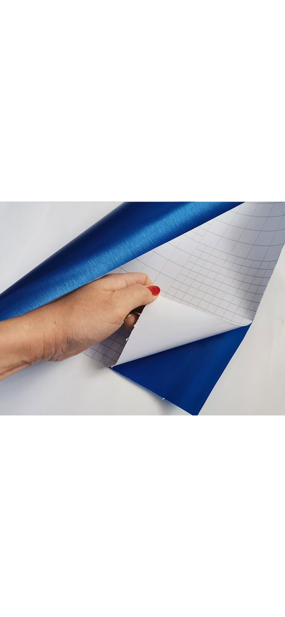Autocolant albastru cu efect metalic Brushed, folie autoadezivă bubblefree, rolă de 75x100 cm
