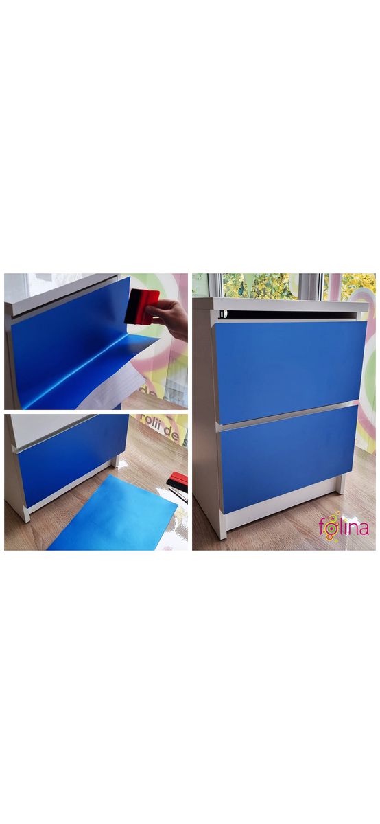 Autocolant albastru satinat, Folina, cu aspect mat, rolă de 75x300cm