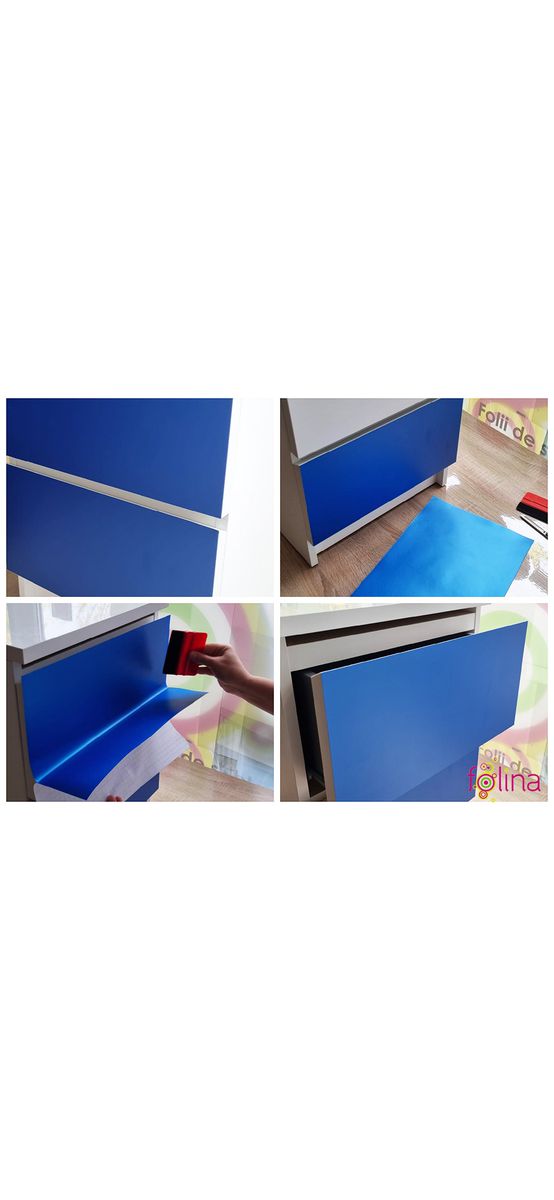Autocolant albastru satinat, Folina, cu aspect mat, rolă de 75x300cm