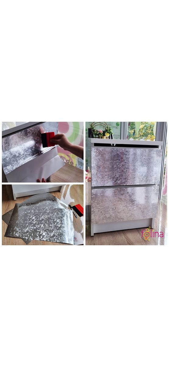 Autocolant argintiu decorativ, Folina CR862, cu model embosat, rolă de 75x300 cm