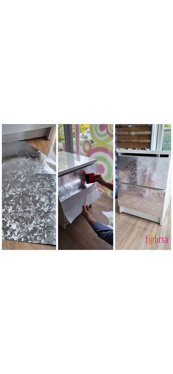 Autocolant argintiu decorativ, Folina CR862, cu model embosat, rolă de 75x300 cm