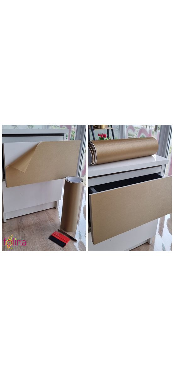 Autocolant auriu cu efect metalic mat brushed, pentru cutter plotter, rolă de 30x200 cm