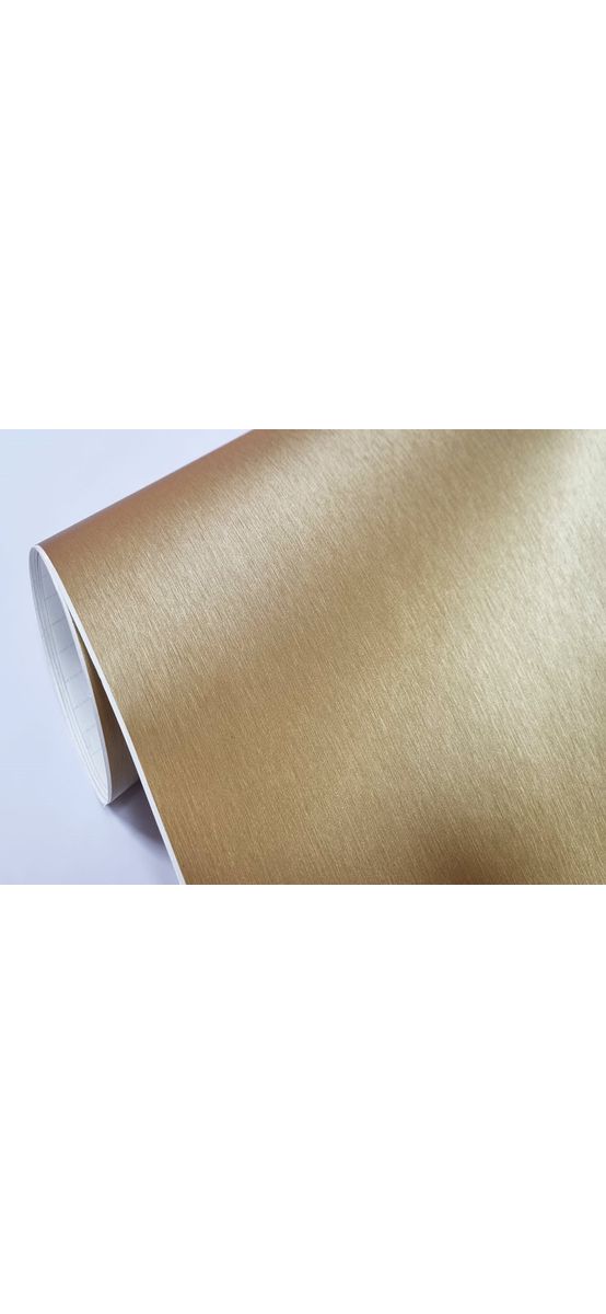 Autocolant auriu mat cu efect metalic Brushed, folie autoadezivă bubblefree, rolă de 152x250 cm, cu racletă pentru aplicare