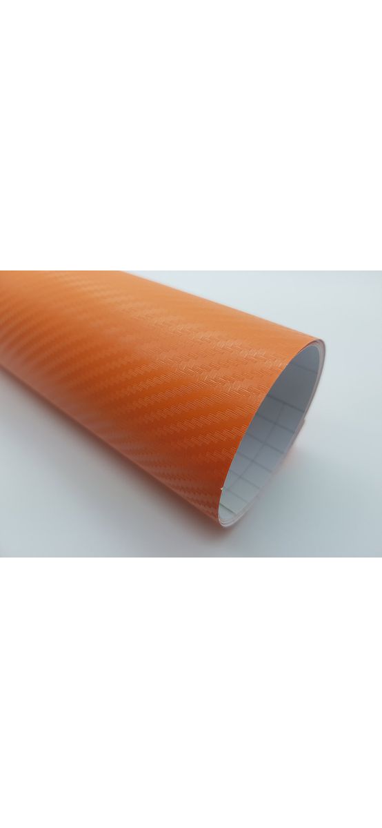 Autocolant portocaliu carbon 3D, Folina, aspect mat, rolă de 152x200 cm lăţime