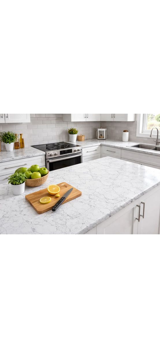 Autocolant blat marmură albă, White Marble - 75x250 cm