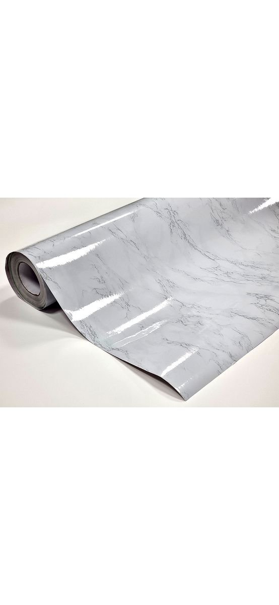 Autocolant blat masă, imitaţie marmură gri, aspect lucios, 120 cm lăţime
