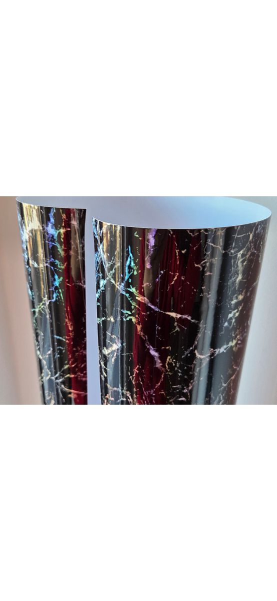Autocolant marmură neagră cu efect holografic, Magic Marble - 75x250 cm