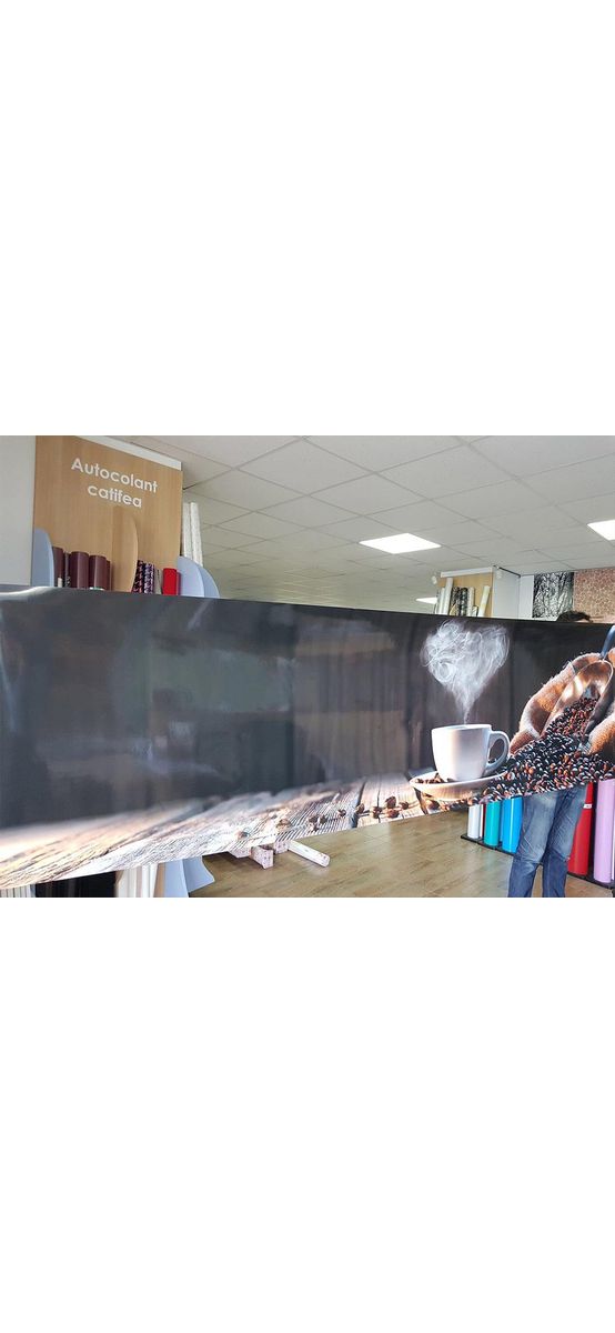 Autocolant perete bucătărie, Folina, model cafea, în nuanţe de maro, rolă de 80x250 cm