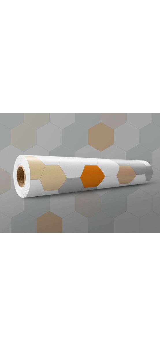Autocolant perete, Folina, model cu hexagoane portocalii, rezistent la apă şi căldură, rolă de 67x200 cm