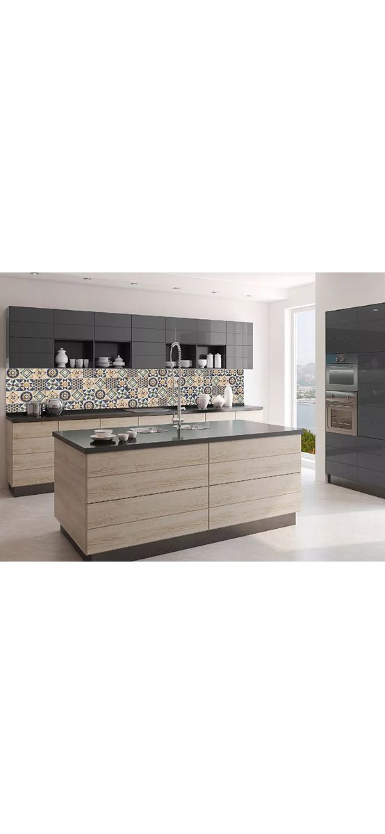 Autocolant perete imitaţie faianţă, Dimex Abstract Tiles Blues, rezistent la apă şi căldură, rolă de 60x350 cm