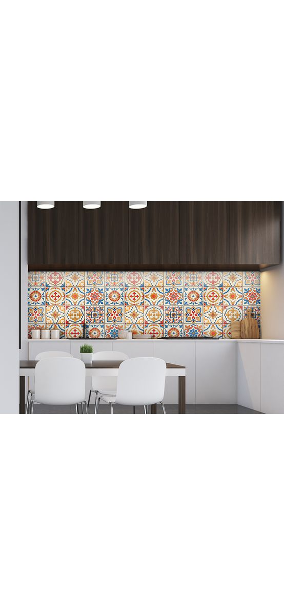Autocolant perete imitaţie faianţă decorativă colorată, Folina, rezistent la apă şi căldură, rolă de 67x200 cm