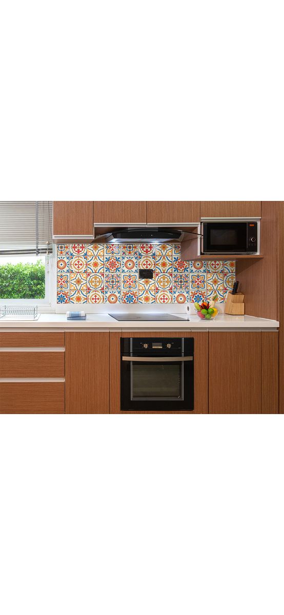 Autocolant perete imitaţie faianţă decorativă colorată, Folina, rezistent la apă şi căldură, rolă de 67x200 cm