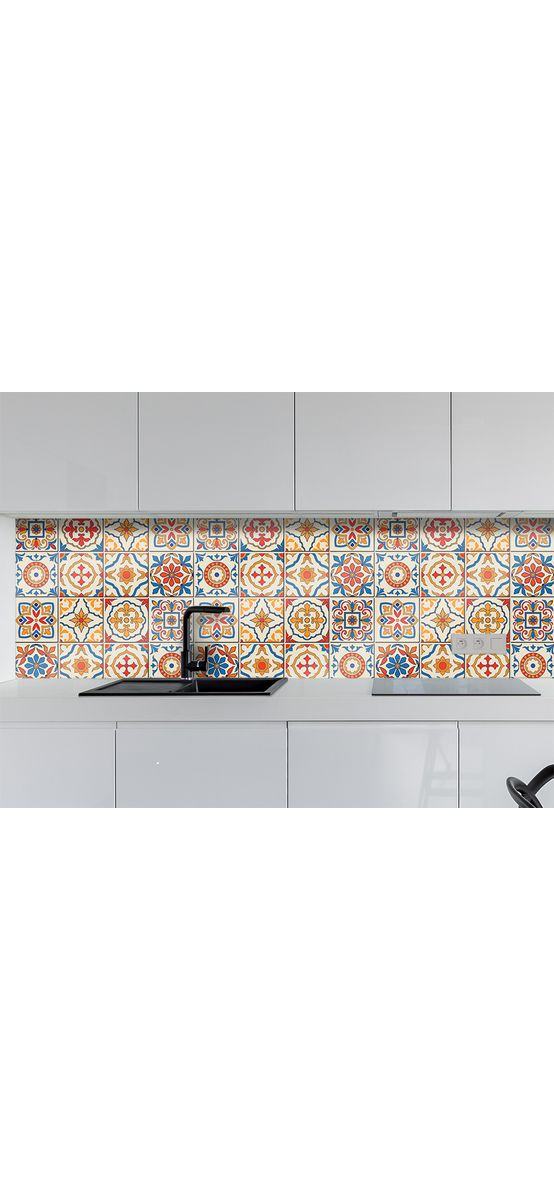 Autocolant perete imitaţie faianţă decorativă colorată, Folina, rezistent la apă şi căldură, rolă de 67x200 cm