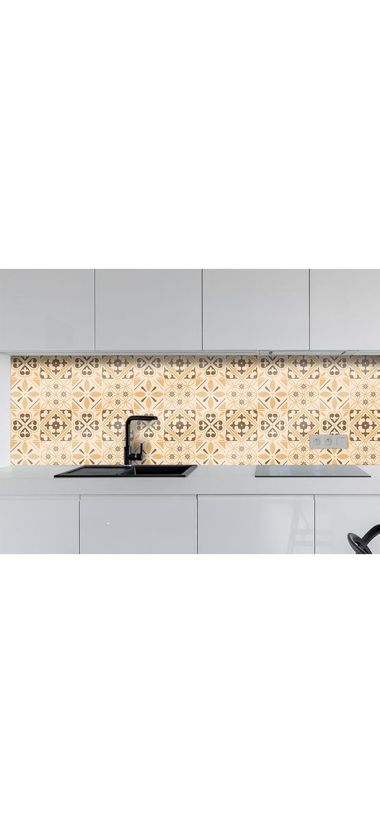 Autocolant perete imitaţie faianţă decorativă bej, Folina, rezistent la apă şi căldură, rolă de 67x200 cm