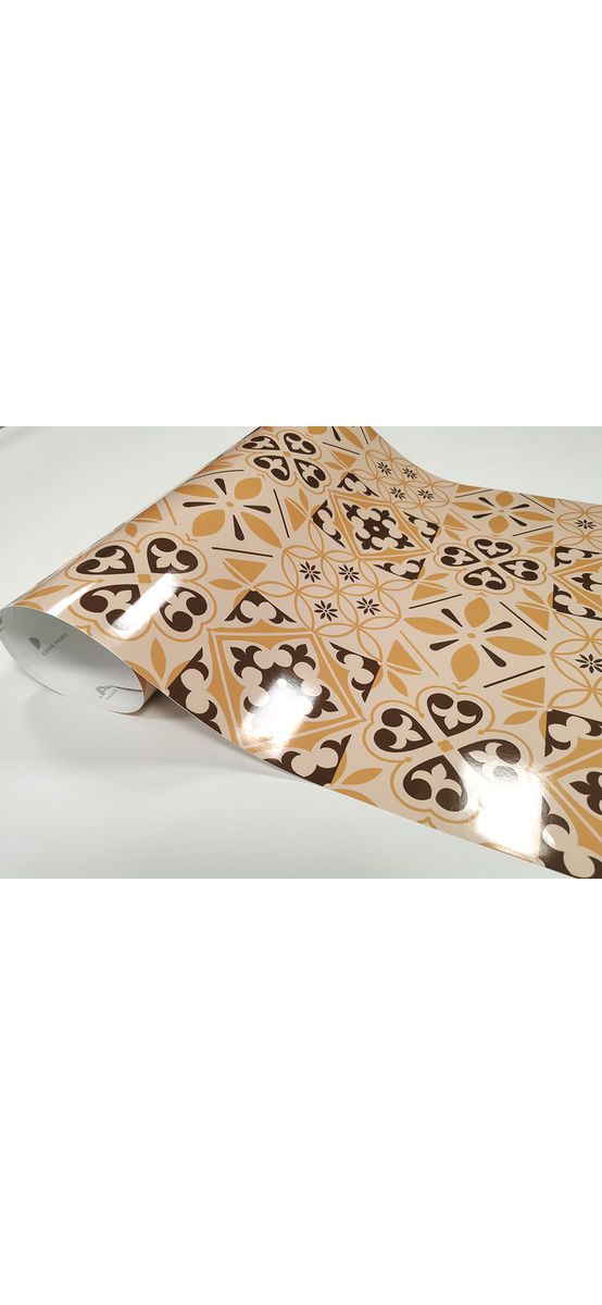 Autocolant perete imitaţie faianţă decorativă bej, Folina, rezistent la apă şi căldură, rolă de 67x200 cm