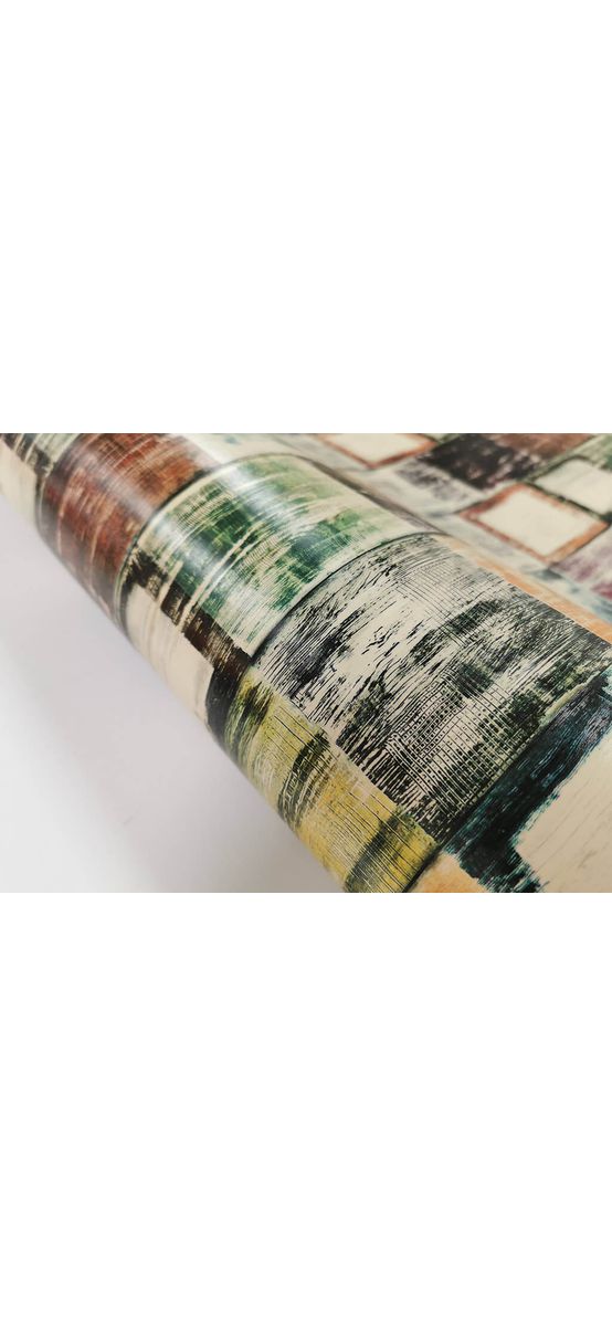 Autocolant mobilă decorativ, cu model geometric Odina, Folina, aspect vintage, multicolor - 120 cm lăţime
