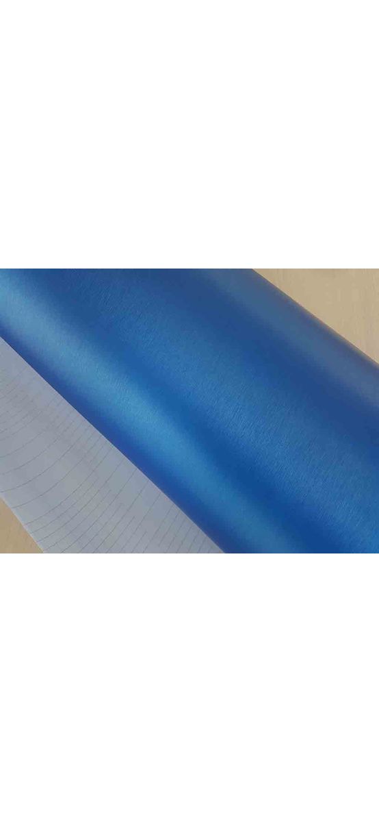 Autocolant albastru cu efect metalic Brushed, folie autoadezivă bubblefree, rolă de 152x250 cm, cu racletă pentru aplicare