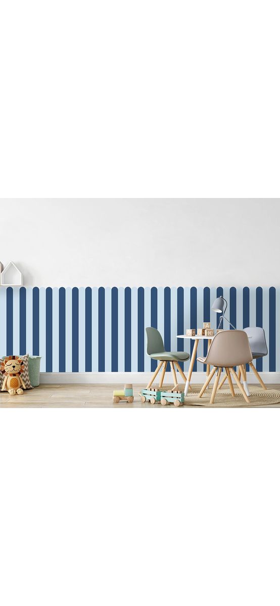 Autocolant de perete în două culori pentru camera copiilor, Folina, model în dungi albastre, rolă de 60x130 cm