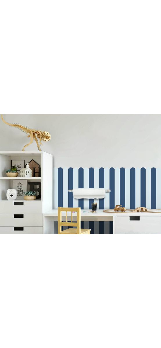Autocolant de perete în două culori pentru camera copiilor, Folina, model în dungi albastre, rolă de 60x130 cm