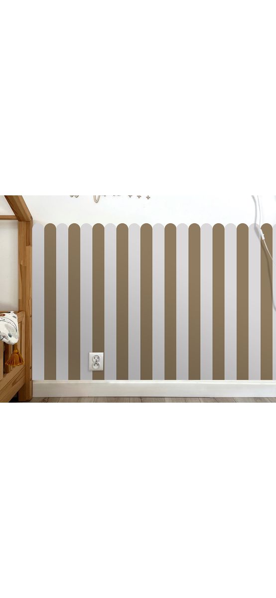 Autocolant de perete în două culori pentru camera copiilor, Folina, model în dungi maro și bej, rolă de 60x130 cm