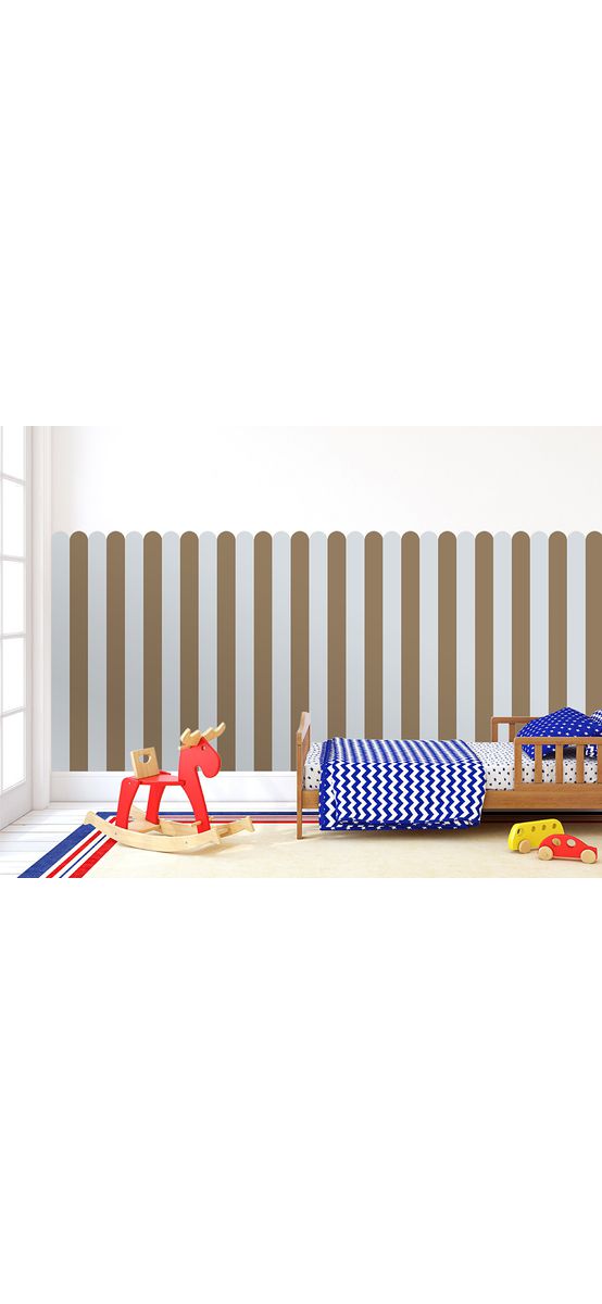 Autocolant de perete în două culori pentru camera copiilor, Folina, model în dungi maro și bej, rolă de 60x130 cm