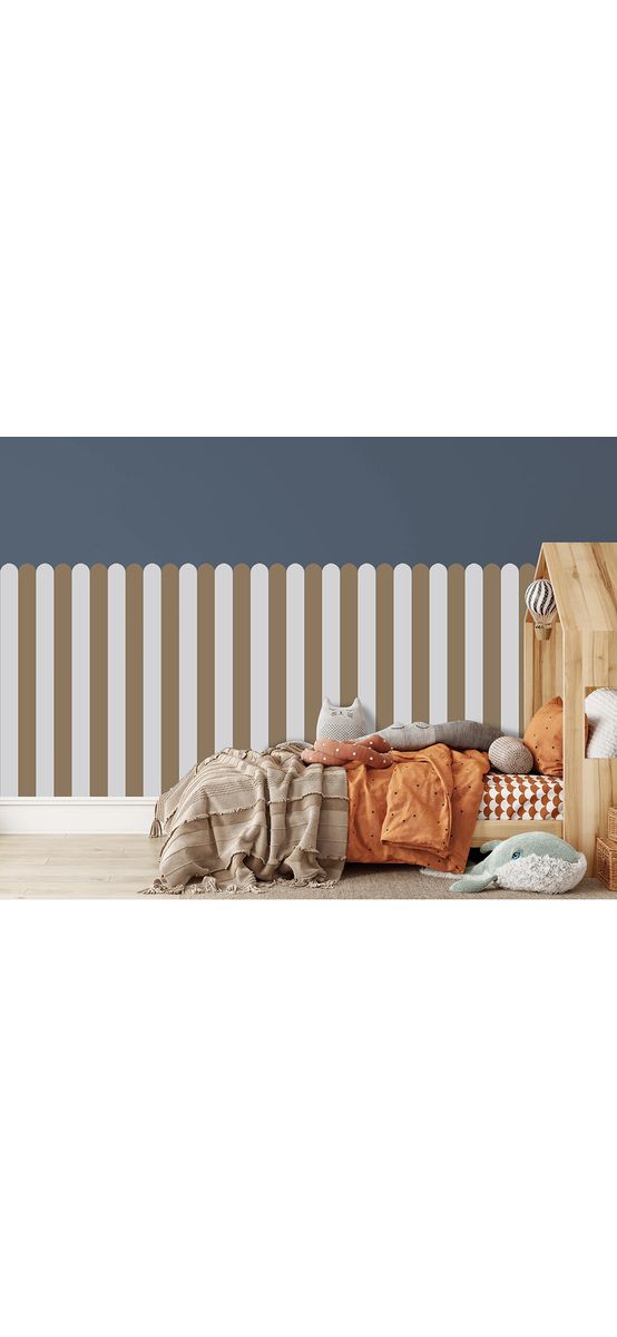 Autocolant de perete în două culori pentru camera copiilor, Folina, model în dungi maro și bej, rolă de 60x130 cm